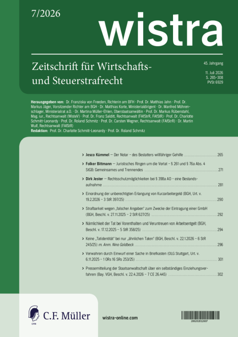 Aktuelles wistra-Cover