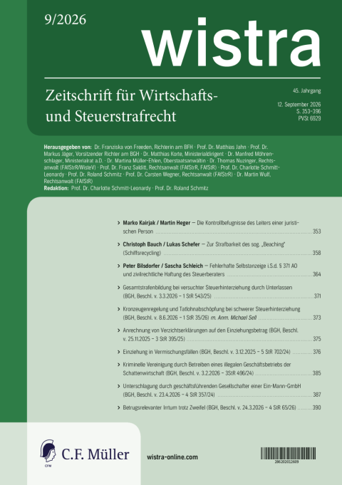 Aktuelles wistra-Cover